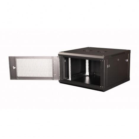 Шкаф 19" телекоммуникационный настенный, 6U 368x600х600 мм, дверь перфорация, черный